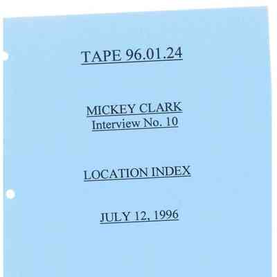 Mickey Clark Oral History No. 10