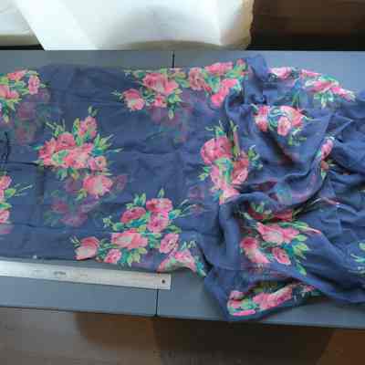 416 - dress and slip, printed georgette dress and slip