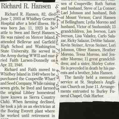 Obituary - Hansen, Richard R.