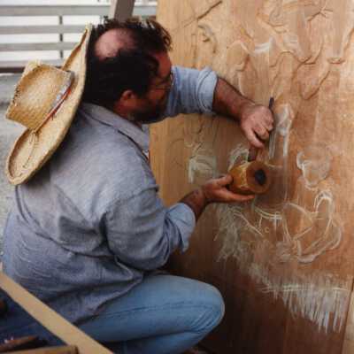 Glenn Russell Carving Museum Door