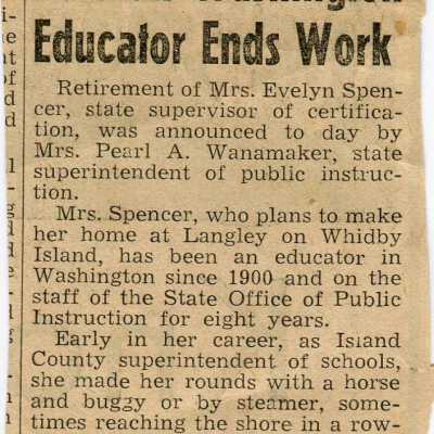 Clipping, Newspaper - Evelyn Spencer Retirement