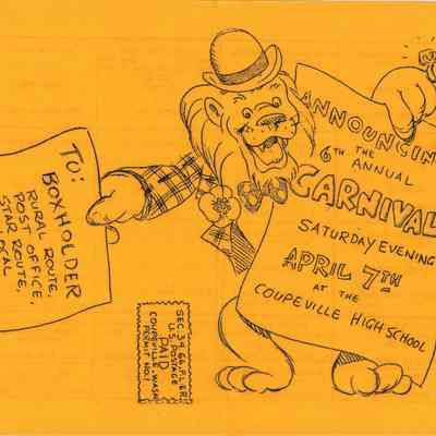 Announcement for the 6th Annual Carnival April 7th at Coupeville High School.