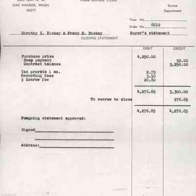 Buyer's Statement - Frank and Dorothy Dickey