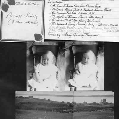 148 - Top: Mrs Henry Arnold's baby - Warner Arnold - 7 months old: Bottom: View of San de Fuca from Arnold farm