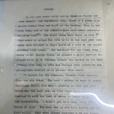 Narrative on Fish Traps - Appendix