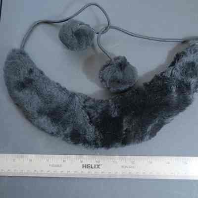 474 - collar, black fur w/ tie and knobs: Murriel Short
