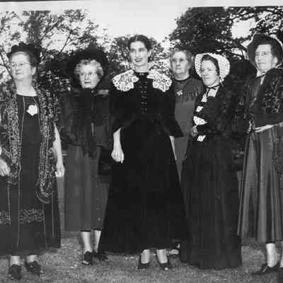 136 - DPW members L-R: Nancy Brower, Alta Lovelace, Lillian Huffstetler, Vera Dean, Ethlyee Maylor, Ollie O'Leary