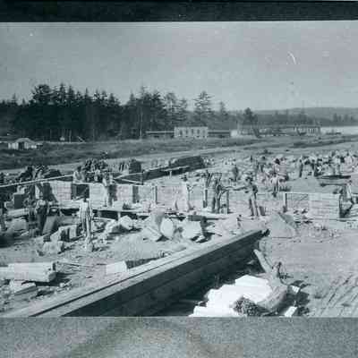 Constructing Main Barracks at Fort Casey