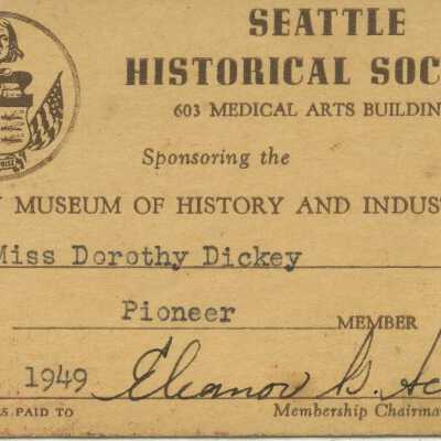 Seattle Historical Society membership card