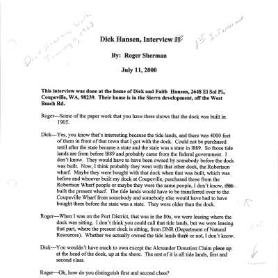 Interview with Dick Hansen (First)