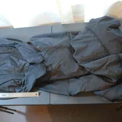 414 - black silk crepe suit w/ petticoat