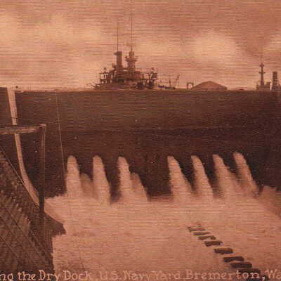 Flooding the Dry Dock, US Navy Yard, Bremerton, Washington