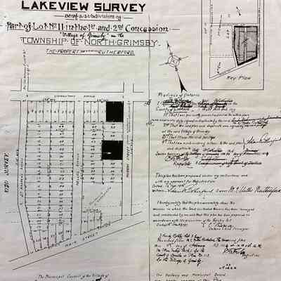 Lakeview Survey Plan, 1913- subdivision of the Nelles Manor farm by owner Maria Nelles Rutherford