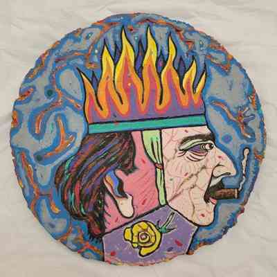 Self-Portrait with Fire Crown and Cigar
