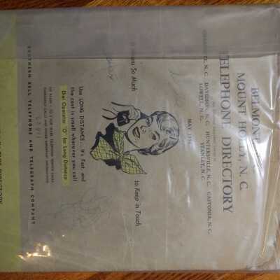 Telephone Directory, Belmont, Mount Holly and area, Southern Bell Telephone & Telegraph Company