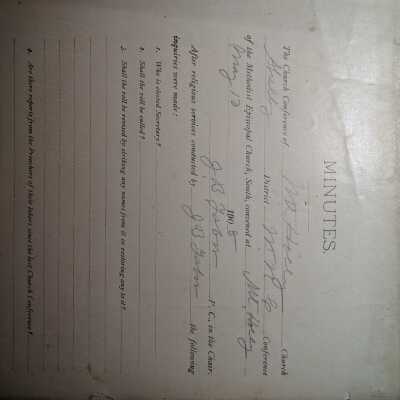 Church Conference Record Methodist Episcopal Church South - Methodist Episcopal church of Mount Holly - not much used