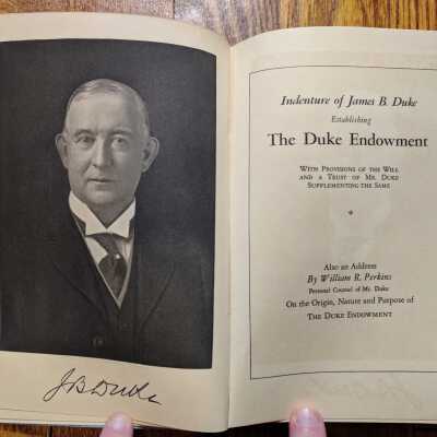 The Duke Endowment - Indenture of James B Duke, presented to John Wilson Tucker