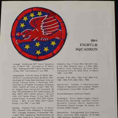 99th Fighter Squadron Insignia Patch