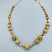 Bead Necklace with Gilt-Metal Curb Chain and Scroll Spacers - Image 3