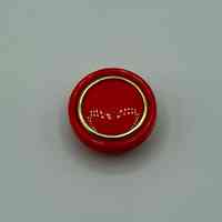 Set of Six Round Shank Buttons — Red with Gold-Tone Rim - Image 4