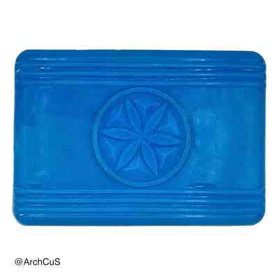 Molded-Plastic Lidded Soap Box (Jabonera) with Rosette Motif – Blue
