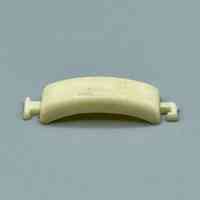 Curved cream plastic hair-tie bar (ponytail holder), elastic band absent
