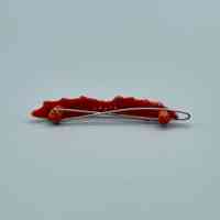 Hair barrette in foliate (leaf/wheat) design, red - Image 2