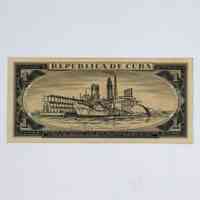 Banknote, 1 Peso, Banco Nacional de Cuba, 1975 — Commemorative “XV Aniversario de la Nacionalización de la Banca” - Image 2