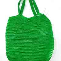 Mesh Plastic Handbag with Flower Appliqué (bolso / "jaba"), green - Image 2