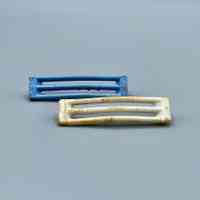 Pair of barrette clip-bodies (arched slotted bars, hinge pin/spring missing) - Image 2