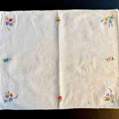 Embroidered Fabric with Polychrome Floral Sprays