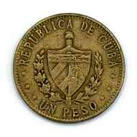 Coin, 1 Peso, República de Cuba, 1989 ("Patria o Muerte" star type) - Image 2