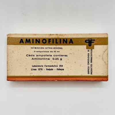 Aminophylline injectable ampoules, boxed