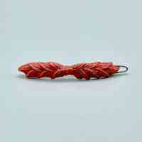 Hair barrette in foliate (leaf/wheat) design, red