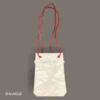 PVC shoulder bag with red cord handles