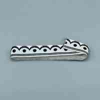 Woven ribbon trim, black-and-white scallop-and-dot pattern - Image 2