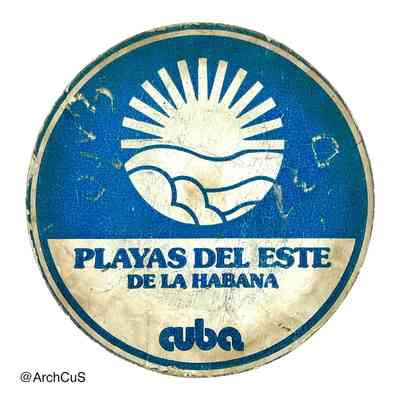 Tourism coaster, "Playas del Este de la Habana" (Cuba), with manuscript farewell note on reverse