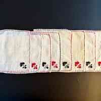 Set of Hand-Embroidered Linen Napkins/Coasters with Floral Motif - Image 2