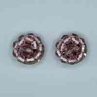          Pair of clip-on cluster earrings, amethyst/pink faceted glass picture number 2
   