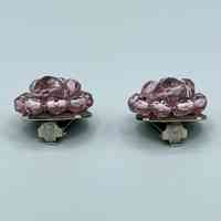          Pair of clip-on cluster earrings, amethyst/pink faceted glass picture number 3
   