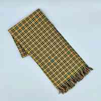 Hand-Sewn Plaid Scarf with Fringe