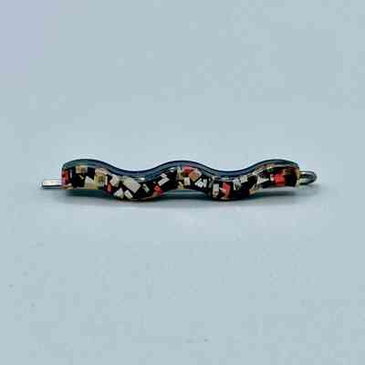 Confetti-lucite hair clip, dark ground (bobby-pin style)