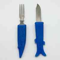 Fish-form (Pike / "Щука") nesting cutlery set (fork and knife)