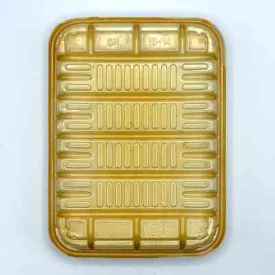 Thermoformed plastic meat/poultry packaging tray