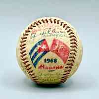 Hand-decorated and signed commemorative baseball, "1968 / HABANA"