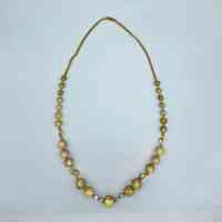 Bead Necklace with Gilt-Metal Curb Chain and Scroll Spacers