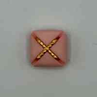 Set of six matching square buttons, pink with golden "X" motif - Image 3