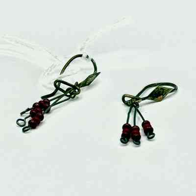 Pair of Handmade Wire-and-Bead Earrings