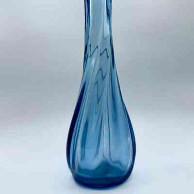 Blue art-glass bud vase, swung/stretched form