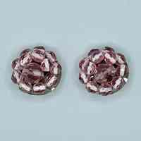 Pair of clip-on cluster earrings, amethyst/pink faceted glass